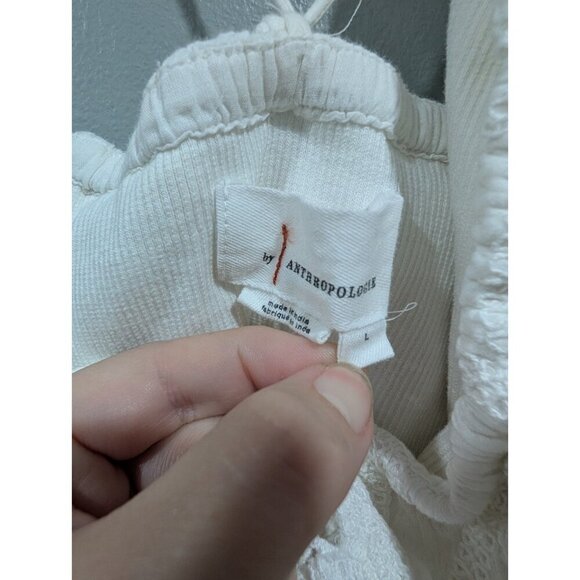 Anthropologie Ruffled Halter Eyelet Tank Blouse Top Ruffle White Womens Sz L - Picture 10 of 16